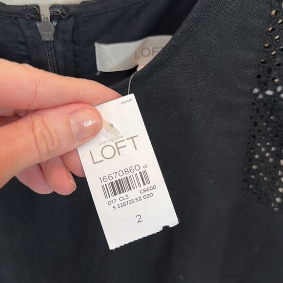 NWT Ann Taylor Loft Black Cut Out Style Linen Dress - Picture 2 of 10